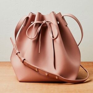 NWT KAYLA + AVA Vegan Leather Bow Tie Bucket Bag in Pink